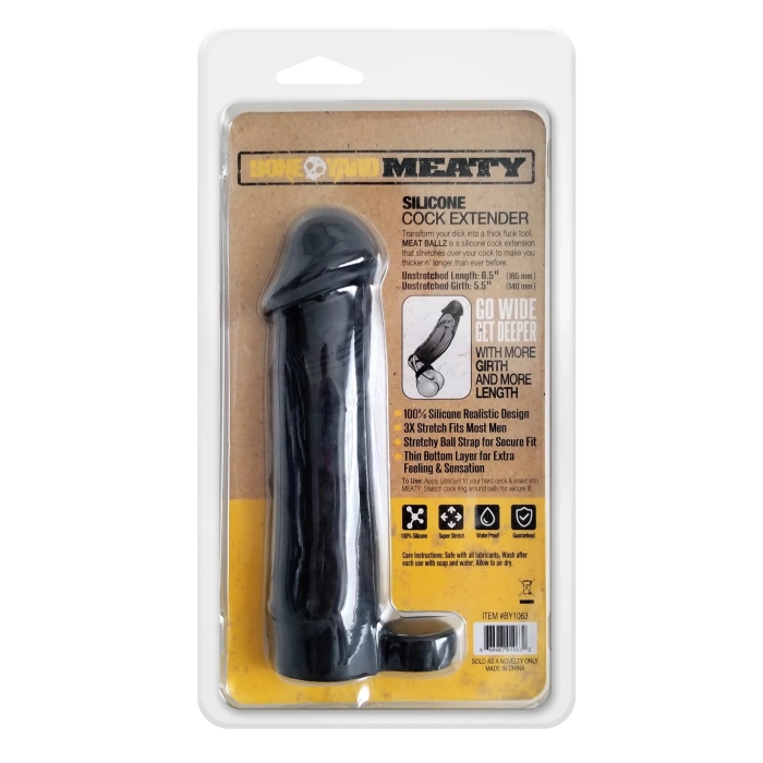 MEATY SILICONE COCK EXTENDER BLACK