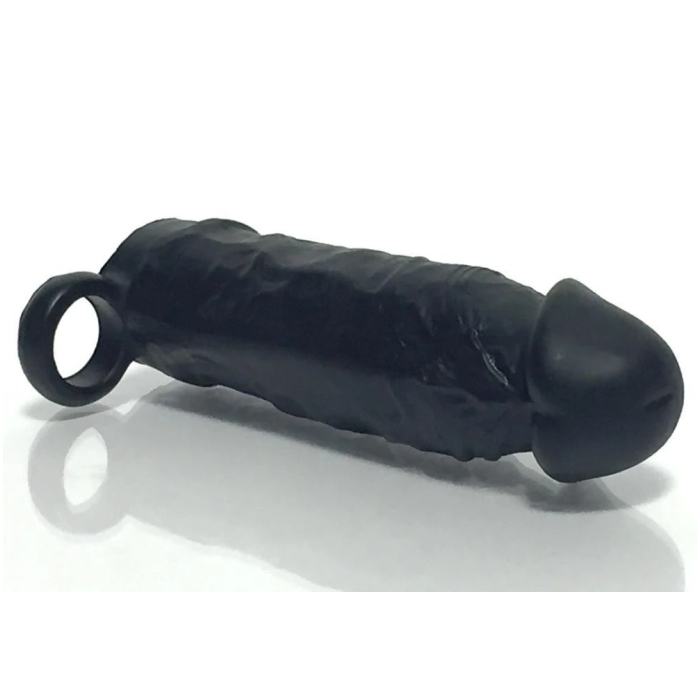 MEATY SILICONE COCK EXTENDER BLACK - Click Image to Close