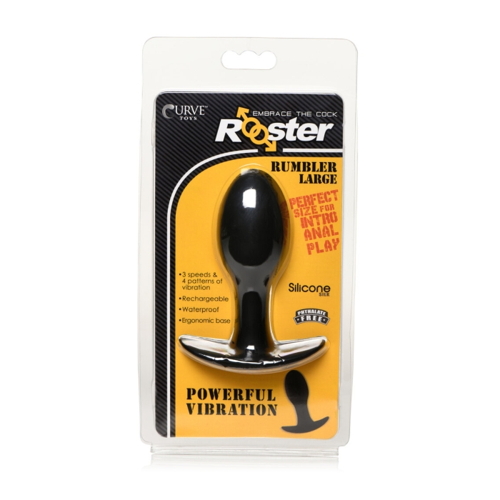 ROOSTER RUMBLER VIBRATING SILICONE ANAL PLUG - LARGE