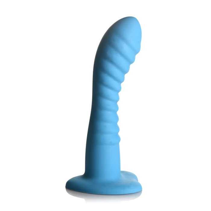 SIMPLY SWEET 7" RIBBED SILICONE DILDO - BLUE