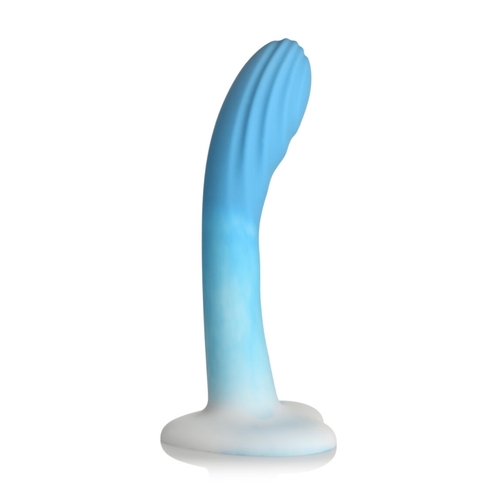 SIMPLY SWEET 7" RIPPLED SILICONE DILDO - BLUE WHITE - Click Image to Close