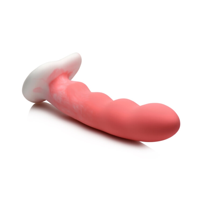 SIMPLY SWEET 8" WAVY SILICONE DILDO - PINK WHITE - Click Image to Close