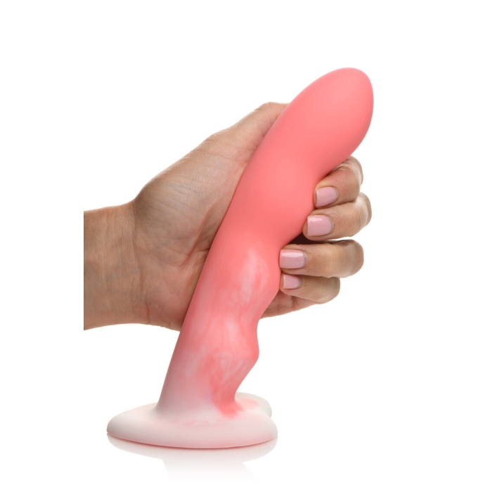 SIMPLY SWEET 8" WAVY SILICONE DILDO - PINK WHITE - Click Image to Close
