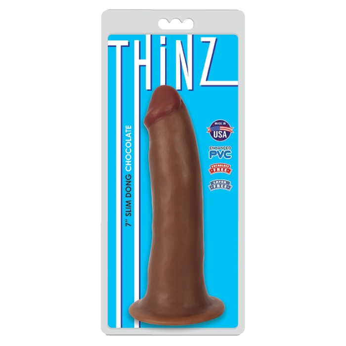 THINZ 7IN SLIM DONG - CHOCOLATE - Click Image to Close