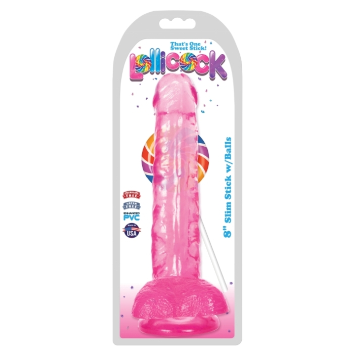 8IN SLIM STICK WITH BALLS - CHERRY ICE - Click Image to Close