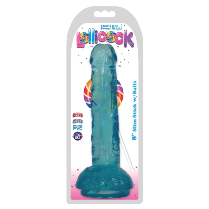 8IN SLIM STICK WITH BALLS - BERRY ICE - Click Image to Close
