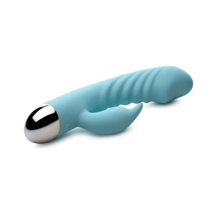 POWER BUNNIES SASSY 10X RECHARGE SILICONE G-SPOT VIBE - TEAL - Click Image to Close