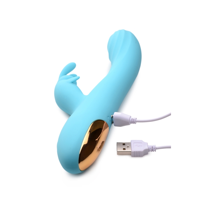 POWER BUNNIES SNUGGLES 10X RECHARGE SILICONE RABBIT - TEAL - Click Image to Close