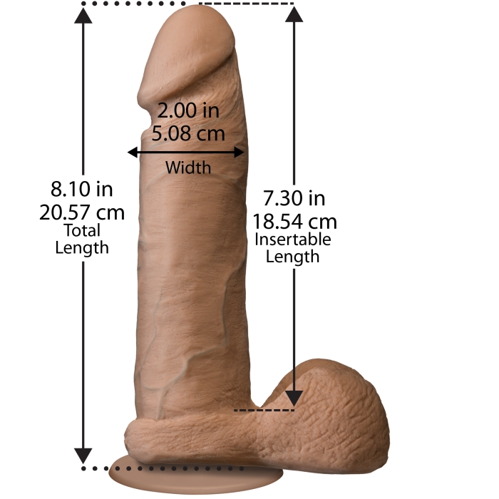 THE REALISTIC COCK UR3 8IN - BROWN - Click Image to Close