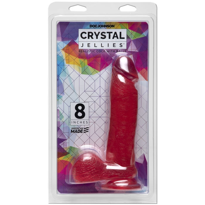CRYSTAL JELLIES 8" REALISTIC COCK W/BALLS - PINK