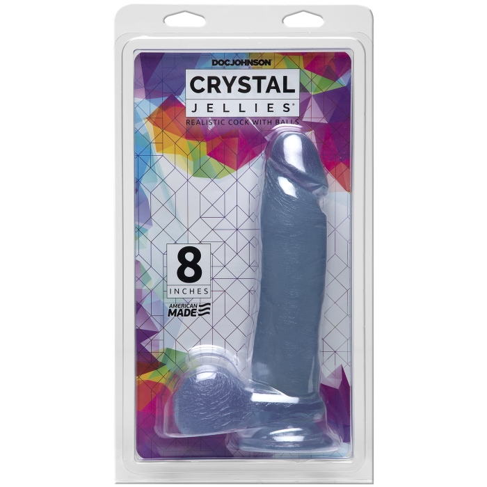CRYSTAL JELLIES 8" REALISTIC COCK W/BALLS - CLEAR