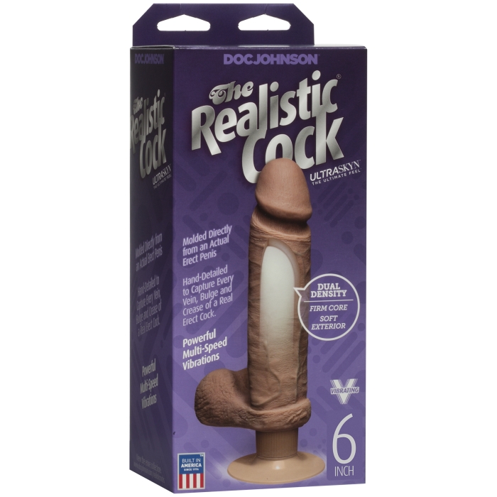 ULTRA REALISTIC VIBRATING COCK 6IN BROWN