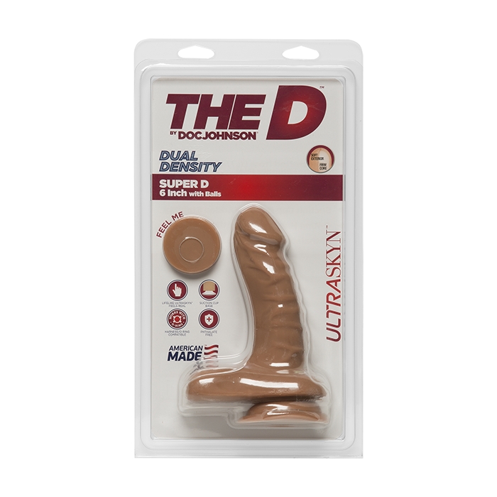 THE D - SUPER D - 6IN W/BALLS - ULTRASKYN - CARAMEL - Click Image to Close