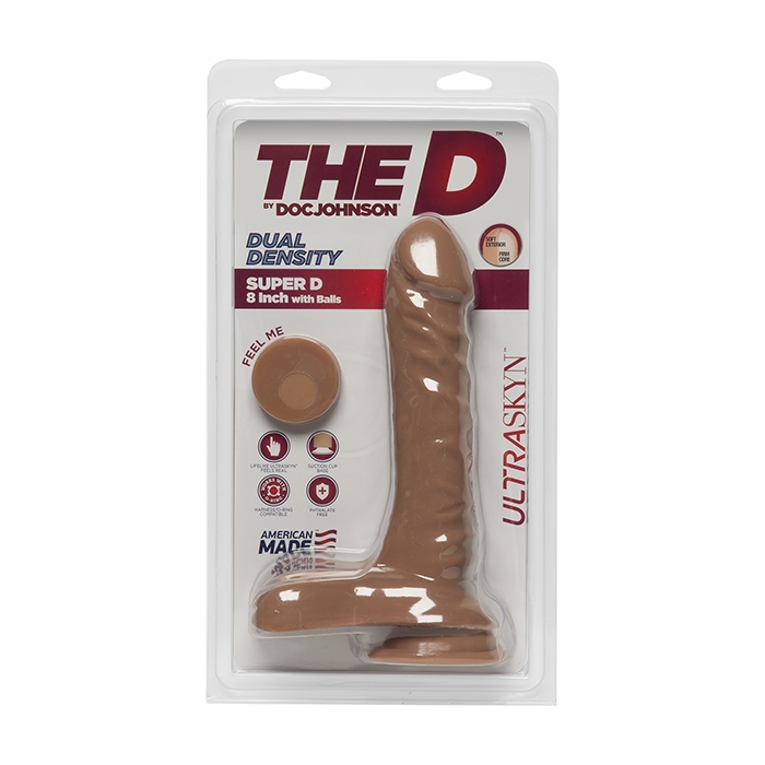 THE D - SUPER D - 8IN W/BALLS - ULTRASKYN - CARAMEL - Click Image to Close