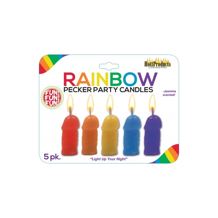 PECKER PARTY CANDLES ASSORTED COLORS 5PK. (2.25IN)