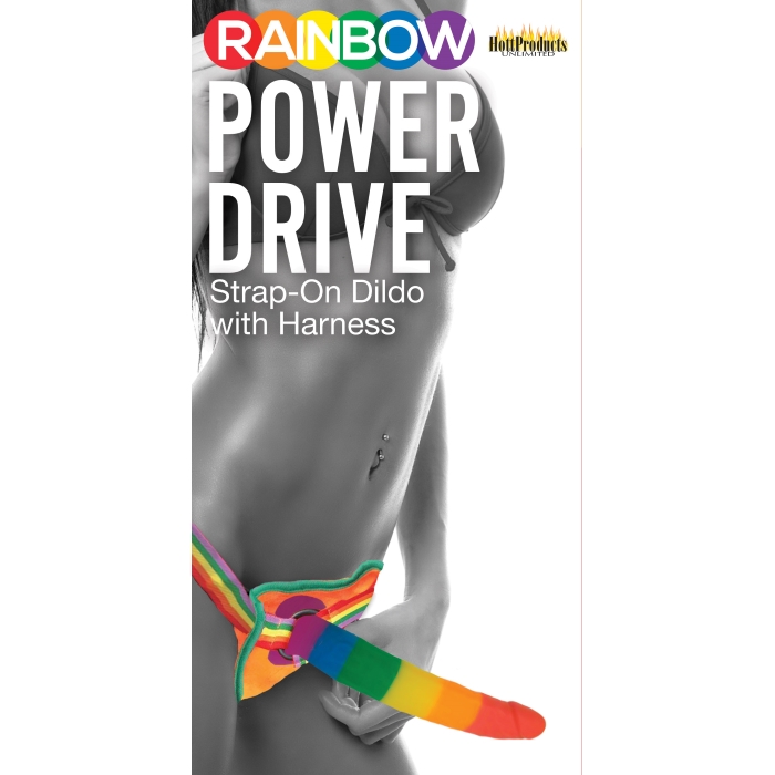 RAINBOW POWER DRIVE STRAP-ON DILDO WITH HARNESS