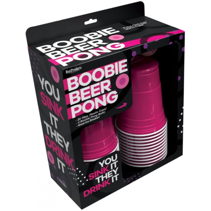 BOOBIE BEER PONG BOXED SET WITH CUPS & BOOBIE BALLS