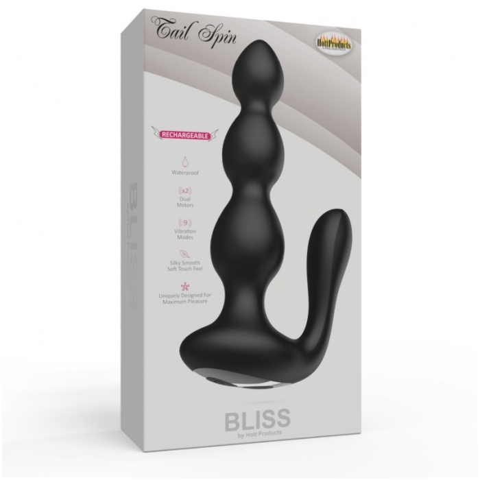 BLISS TAIL SPIN BEADED ANAL VIBE 9 SPEEDS - BLACK