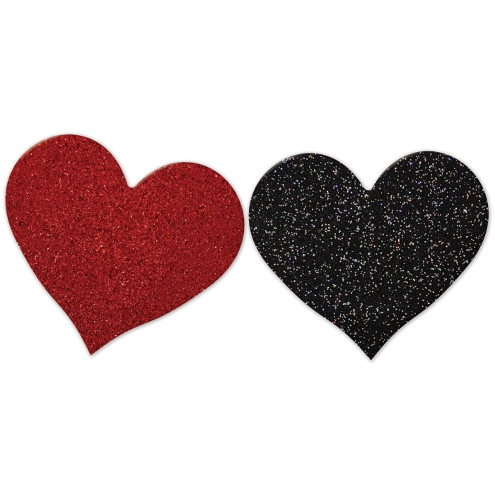NIPPLICIOUS BLACK & RED HEARTS NIPPLE PASTIES - 2PK