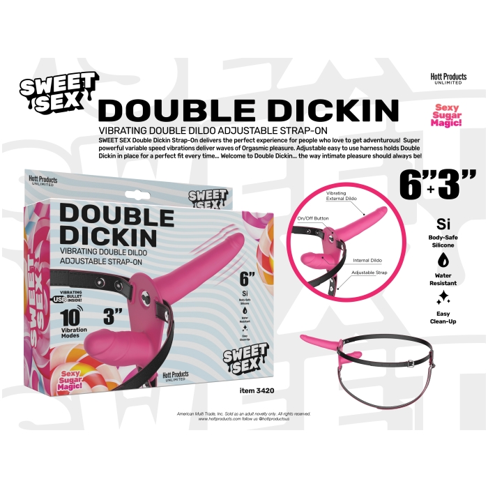 SWEET SEX - DOUBLE DICKIN STRAP HARNESS - PINK - Click Image to Close