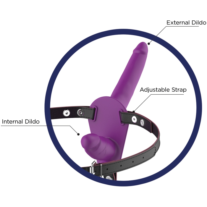 STARDUST - DOUBLE DICKIN STRAP HARNESS - PURPLE - Click Image to Close