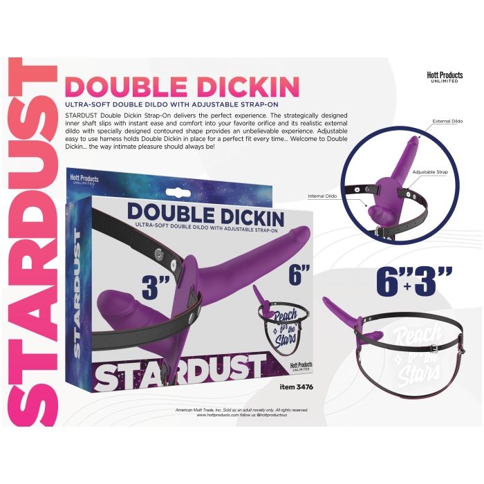 STARDUST - DOUBLE DICKIN STRAP HARNESS - PURPLE - Click Image to Close