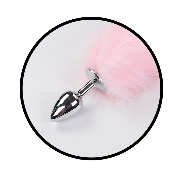 FOXY TAIL - LIGHT UP FAUX FUR BUTT PLUG - PINK - Click Image to Close