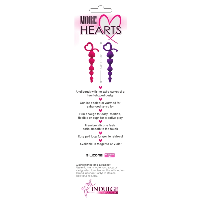 MORE HEARTS ANAL BEADS - MAGENTA - Click Image to Close