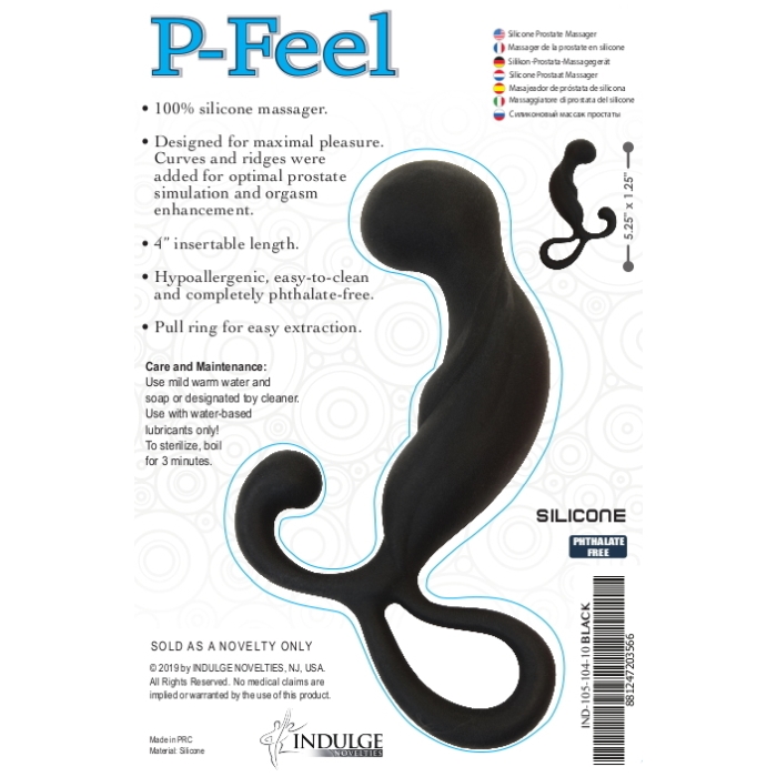 P-FEEL SILICONE PROSTATE MASSAGER - BLACK - Click Image to Close