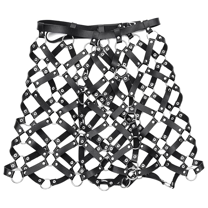 CHAIN SKIRT LEATHER/METAL - BLK/SILVER - LRG