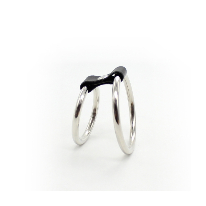 COCKRING Q-RINGS METAL/LEATHER - SILVER/BLACK