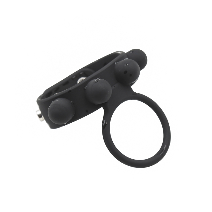 COCKRING W/RING SILICONE - BLACK