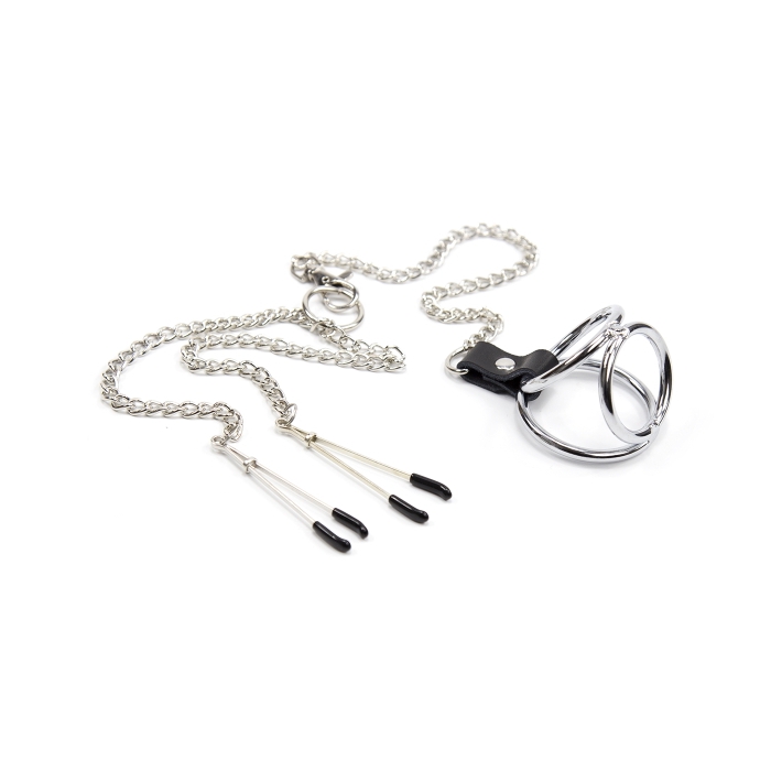 NIPPLE CLAMPS W/METAL CHAIN & COCKRING
