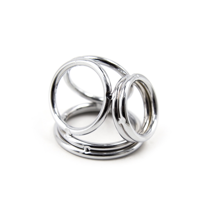COCKRING DOUBLE 3-CONNECTED METAL - SILVER