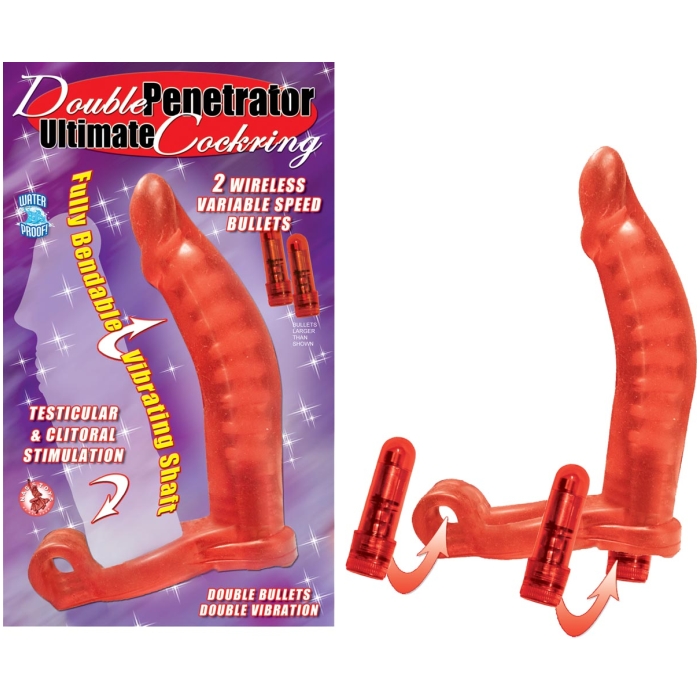DOUBLE PENETRATOR ULTIMATE COCKRING-RED - Click Image to Close