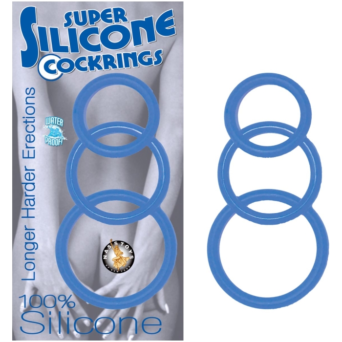 SUPER SILICONE COCKRINGS - BLUE - Click Image to Close