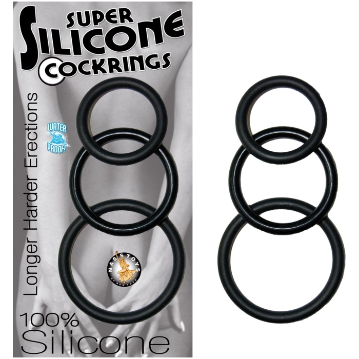 SUPER SILICONE COCKRINGS - BLACK - Click Image to Close