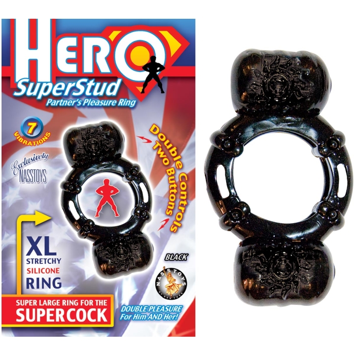 HERO SUPERSTUD PARTNERS PLEASURE RING - BLACK - Click Image to Close