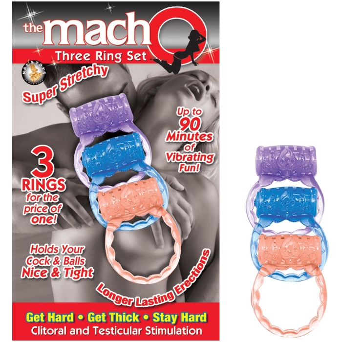 THE MACHO COLLECTION THREE RING SET-ASSORTED COLORS - Click Image to Close