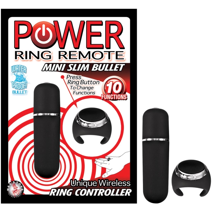 POWER RING REMOTE MINI SLIM BULLET - BLACK - Click Image to Close