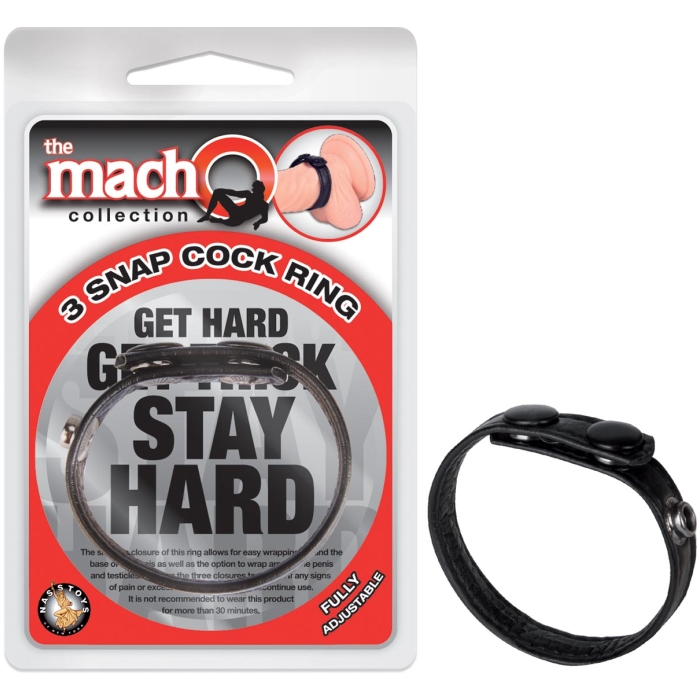 THE MACHO COLLECTION 3 SNAP COCK RING-BLACK