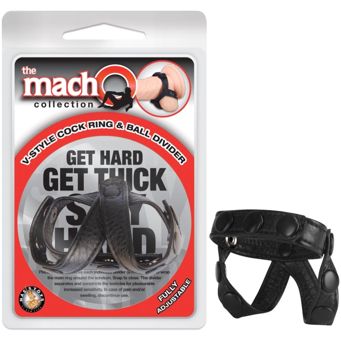 THE MACHO COLLECTION V-STYLE COCKRING/BALL DIVIDER-BLK - Click Image to Close