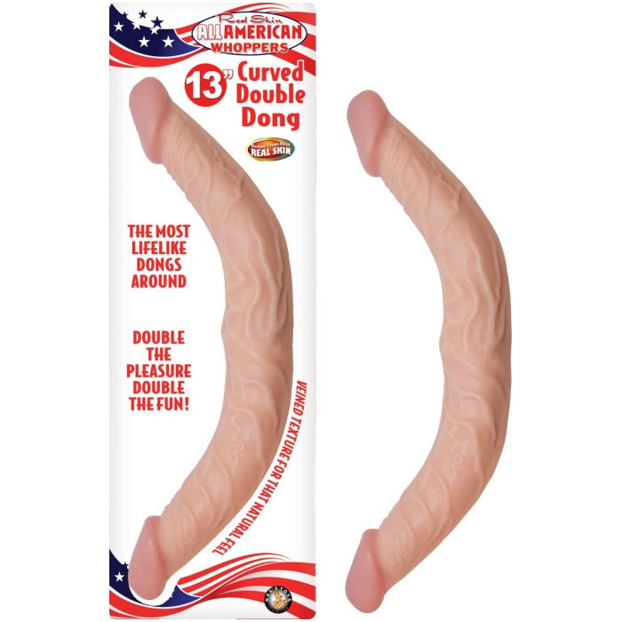 ALL AMERICAN WHOPPERS 13 CURVED DOUBLE DONG - FLESH - Click Image to Close