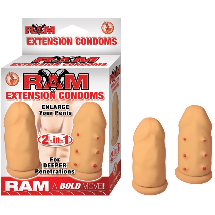 RAM - EXTENSION CONDOMS 2 PACK - FLESH