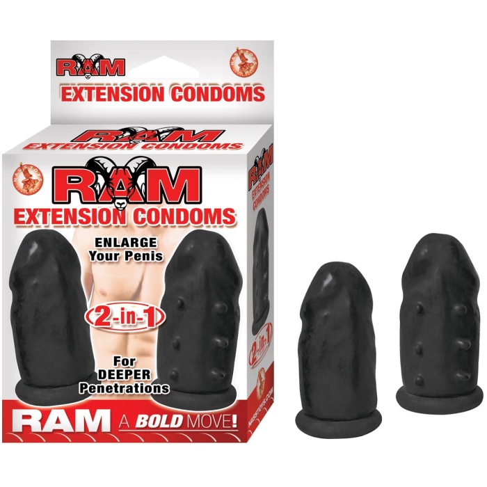RAM - EXTENSION CONDOMS 2 PACK - BLACK