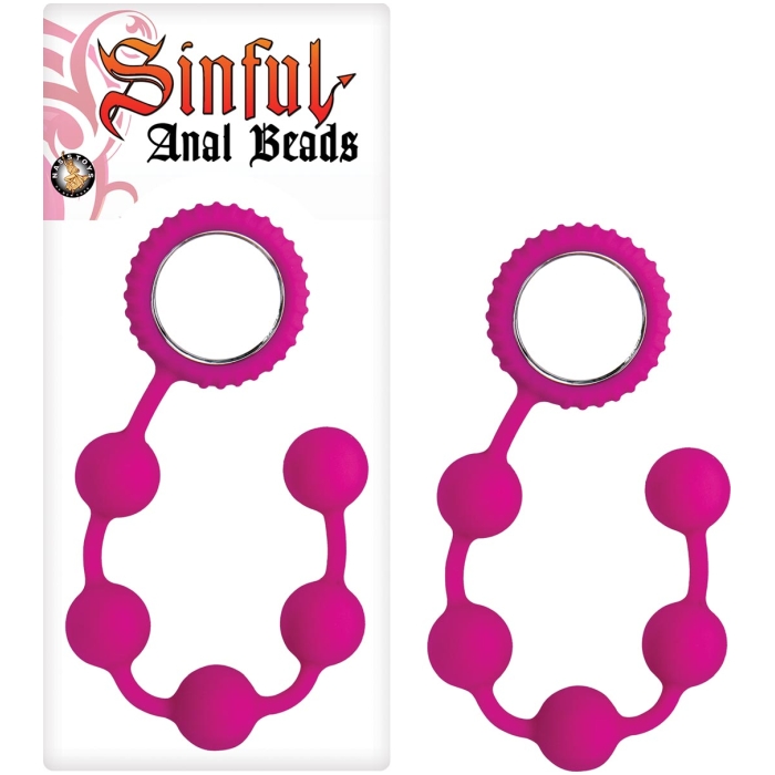 SINFUL ANAL BEADS - PINK - Click Image to Close