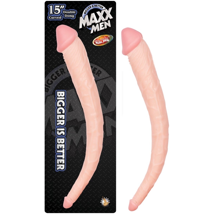 MAXX MEN 15IN CURVED DOUBLE DONG-FLESH - Click Image to Close