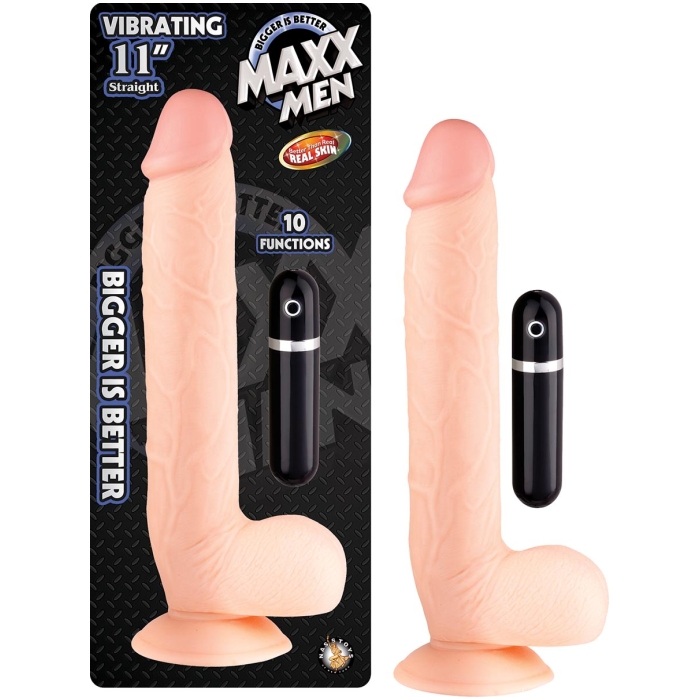 MAXX MEN VIBRATING 11IN STRAIGHT - FLESH - Click Image to Close