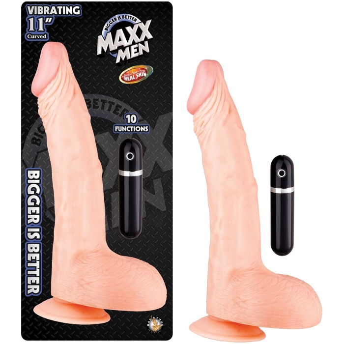 MAXX MEN VIBRATING 11IN CURVED - FLESH - Click Image to Close