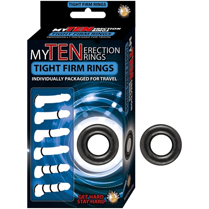 MY TEN ERECTION RINGS TIGHT FIRM RINGS-BLACK - Click Image to Close